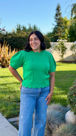 Scallop Edge Lightweight Sweater Top