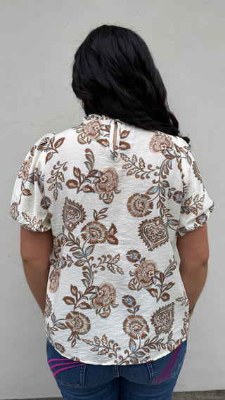 Women's Short Sleeve Floral Blouse