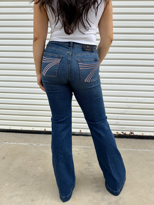 7 For All Mankind Dojo Jeans in Old Fashioned 7 Soft Pink - LONG