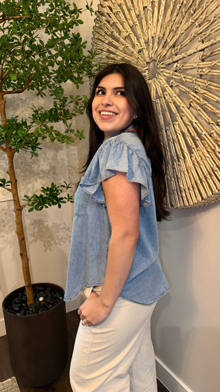 Denim Short Sleeve Button Down