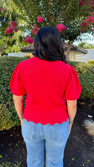 Scallop Edge Lightweight Sweater Top