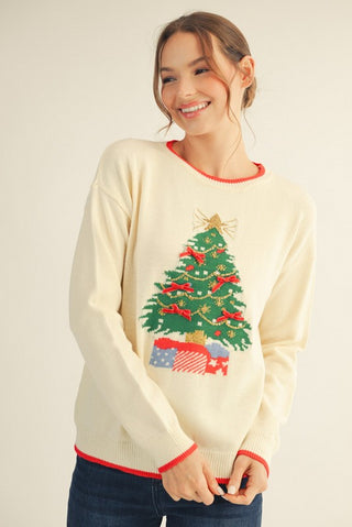 The Embellished Christmas Tree Sweater Top