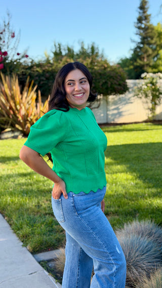 Scallop Edge Lightweight Sweater Top