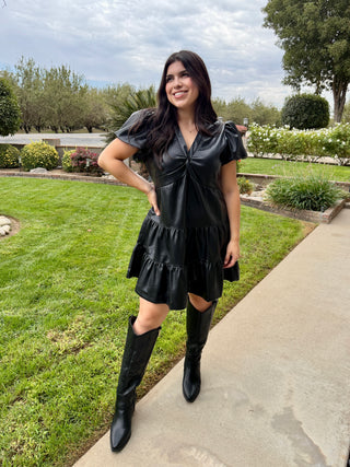 The Twisted Black Faux Leather Dress