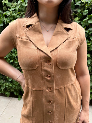 The Sleeveless Faux Suede Mini Dress