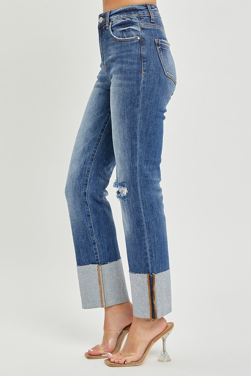 RISEN Jones High Rise Cuffed Straight Jeans – Forever Dolled Up
