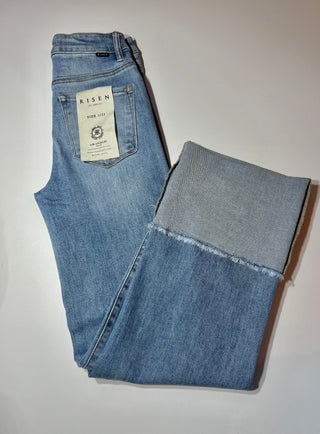 RISEN Wide Leg Cuffed Jeans