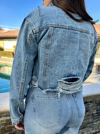 The Cropped Light Wash Denim Jacket