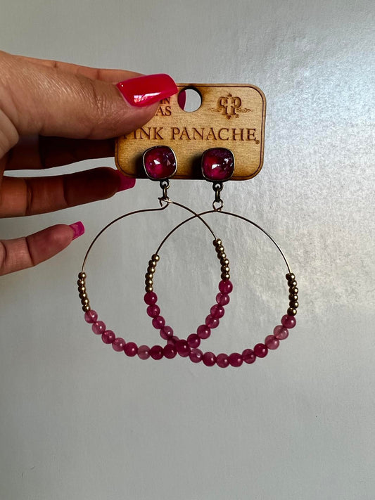 Pink & Gold Hoop Dangle Earrings