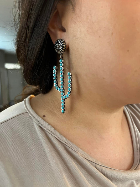 Turquoise Inspired Cactus Earrings