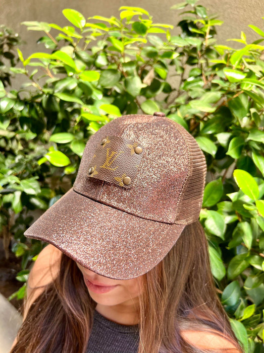 Leopard/Brown Upcycled LV Ball Cap - Eclections Boutique