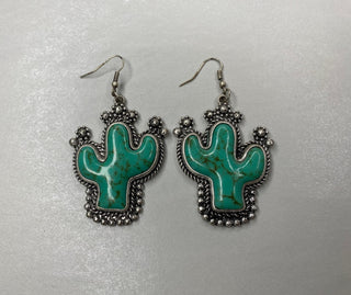Green Cactus Earrings